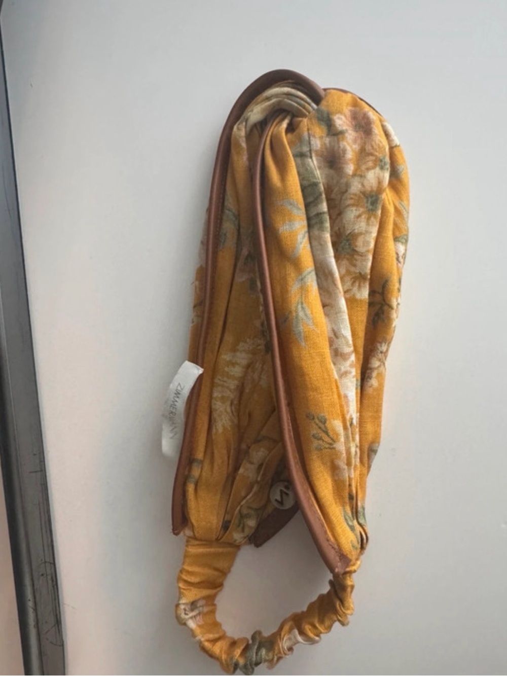 Zimmernman Mustard Floral Headband with Brown leather Trim